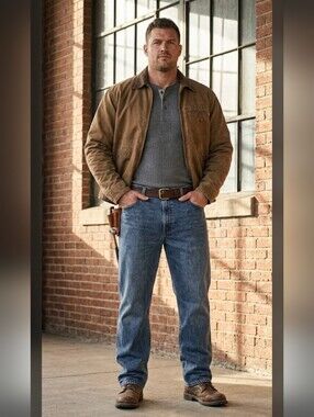 Wrangler Rugged Wear Relaxed Fit Jeans 40x30 Grey Indigo Stone Wash Cotton Work